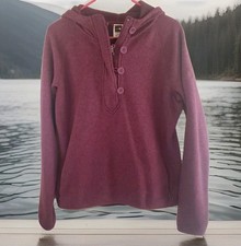 The North Face Womens XL Maroon Pullover Hoodie Sweater 1/4 Zip Buttons Pockets
