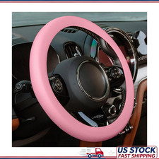 Pink Thin Silicone Steering Wheel Cover Women Girls Cute Soft Texturcolor Pink