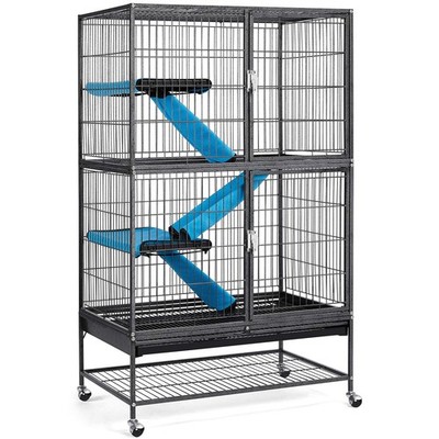 Small Animals Cages Ferret/Guinea Pigs/Chinchilla/Rabbit Cages w/ Hammock, Black