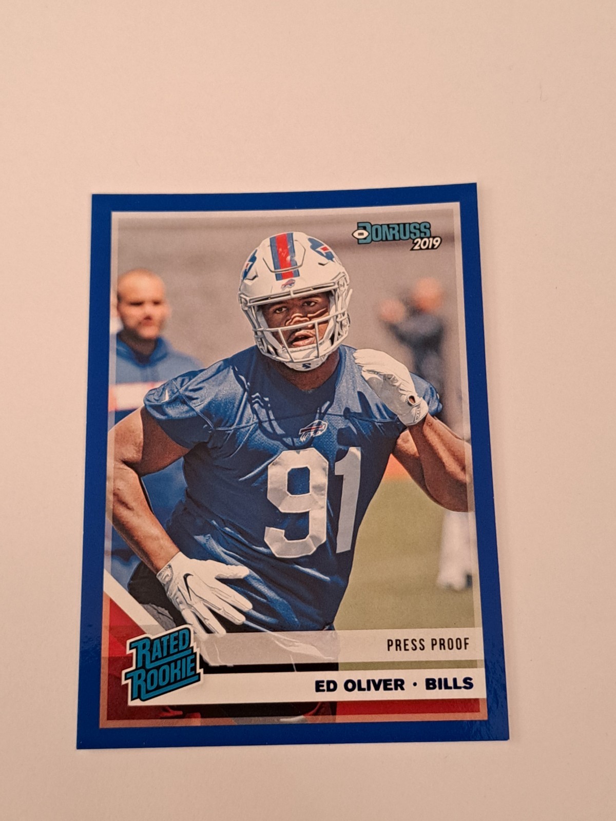 2019 Donruss Rated Rookie Blue Press Proof ED OLIVER #347 In Toploader