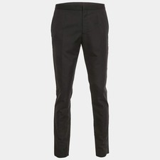 Versace Black Crepe Satin Side Trim Formal Trousers M