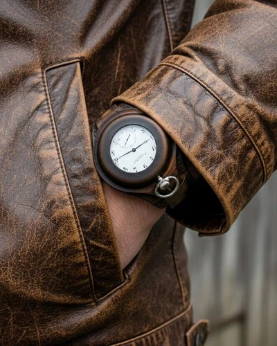 Brown Genuine Leather Wrist Band for Pocket Military Watch Strap CASE 48-54mm