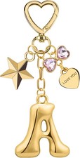 Bag Charm Keychain Pink Rhinestone Initial Letter Heart Star Purse Handbag