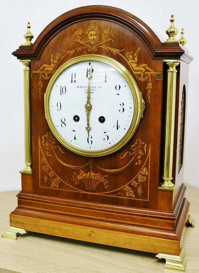 Antique English 8 Day Inlaid Marquetry & Bronze Mounts Striking Bracket Clock - Image 3 of 4