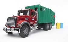 Bruder Mack Granite Garbage Truck 116 Red Green Toy With Functional Features