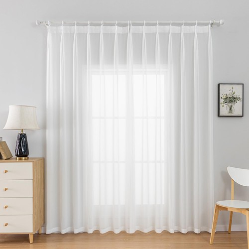 Pinch Pleated Sheer Chiffon Curtains 84 Inches Long Lightweight Light Filteri... - Picture 2 of 7