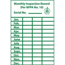 National Marker Company ML1 NMC ML1 Monthly Inspection Record Label