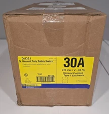 Square D DU321 Safety Disconnect Switch General Duty 30 Amp 240VAC 3P 3PH Type 1