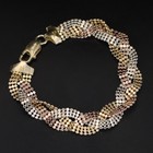 Sterling Silver - Italy Ibb Tri-Color Braided Ball Chain 7" Bracelet - 13g