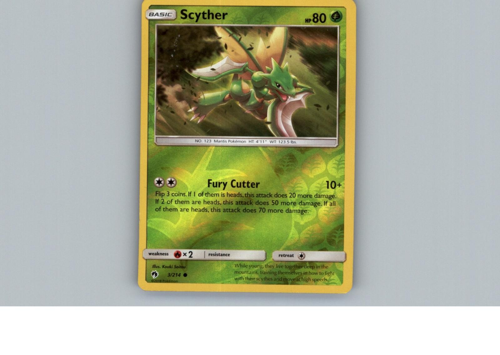 Scyther 3/214 Common Lost Thunder Pokemon Reverse Holo Near Mint