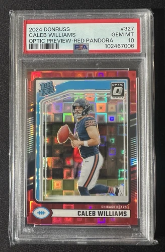 2024 PANINI DONRUSS 327 CALEB WILLIAMS OPTIC PREVIEW-RED PANDORA - PSA 10