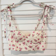 Zara Crop Bustier Corset Top Sz XS Floral Dainty Cottagecore