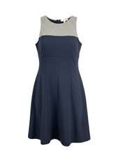 Ann Taylor LOFT Two-Tone Sleeveless A-Line Dress Navy & Gray Size 10 Back Zipper