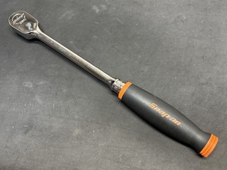 Snap On Tools ORANGE/BLACK 3/8” Drive Soft Cushion Grip Long Ratchet FHL80