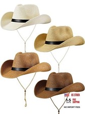 4 Pcs Straw Hats Bulk Western Cowboy Cowgirl Hat with Wind Stylish Color