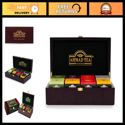 Wooden Tea Box with 80 Assorted Tea Bags - Perfect Gift for Tea Lovers