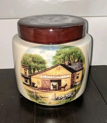 McCoy Pottery Biscuit Cookie Jar Canister Vtg USA Off White #214 6 In Blacksmith