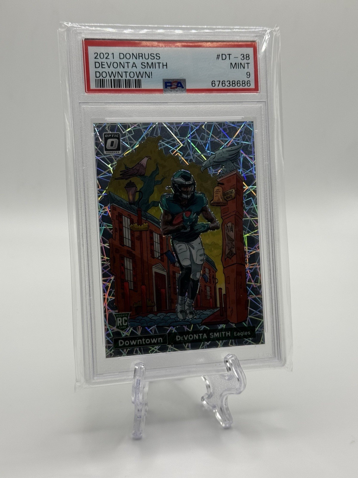 2021 Panini Donruss #DT-38 Devonta Smith Rookie Downtown PSA 9 Eagles