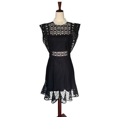 Sandro Paris France Black Lace Link Dress $395 MSRP size 38 US 6