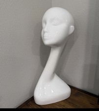 Female Mannequin Head Bust Form Display Glossy White 20.5 X 11