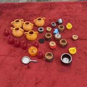 Playmobil Barrels & Buckets Watering Can Basket Lot Used Lot Of 30 Pcs