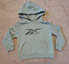 Reebok Active Little Boy Green Hooded Sweatshirt Sz 4 Front Pocket Cotton Blend