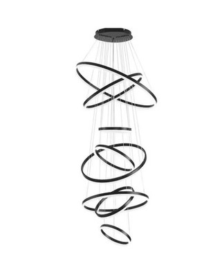 Dimmable Black LED 8-Ring Chandelier with Remote for Modern Living Spaces
