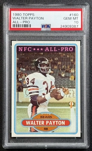 WALTER PAYTON PSA 10 1980 TOPPS #160 NFC ALL-PRO GEM MINT BEARS POP 48