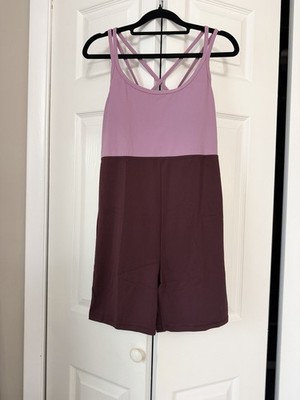 Old Navy Active StudioSmooth Go-Dry Romper M Purple/Burgundy Colorblock Scoop