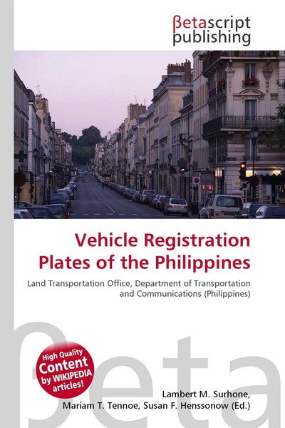 Lambert M. Surhone (U. A.) | Vehicle Registration Plates Of The Philippines-image