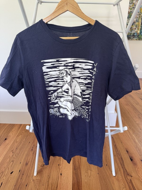 Japanese Breakfast Graphic Print Men's Blue Cotton Short Sleeve T-Shirt M