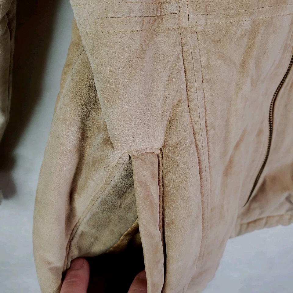 Abrigo forrado Croft & Barrow cuero gamuza tostado con capucha suave piel sintética para mujer talla XL  Foto 4 de 4