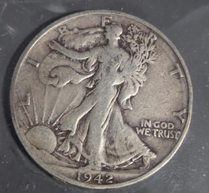1942-S Walking Liberty Half Dollar 90% silver San Francisco Bonus Wheat Coin