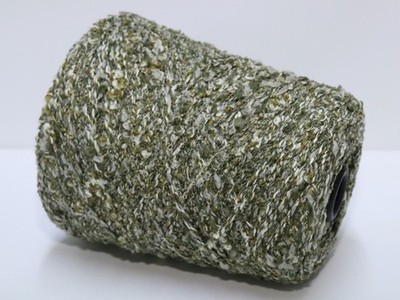 F26 (60 /kg) 500g MERINO NOPPEN-EFFEKTGARN HERBST-GRÜN-GRAU (1,4) Zwirn Wolle