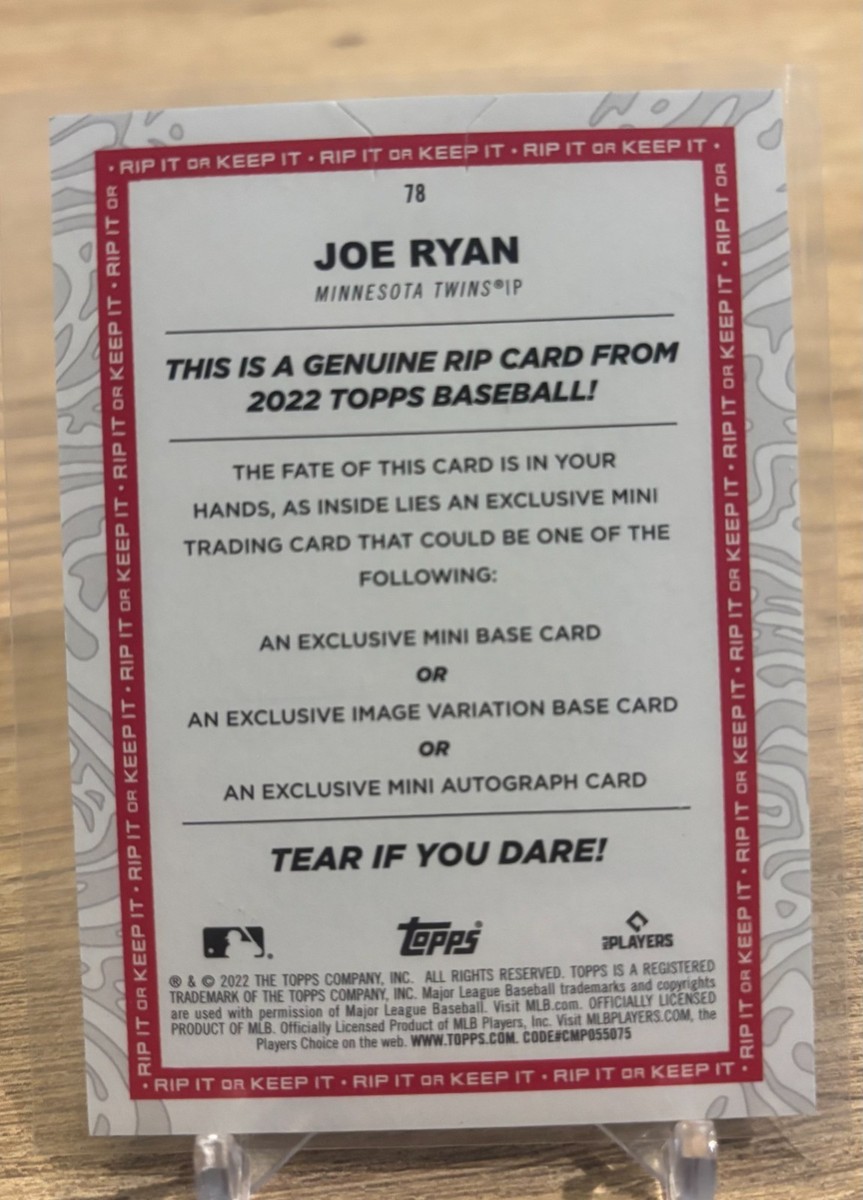 2022 Topps Rip Joe Ryan RC Rookie White #'d /99 Unripped Ohtani