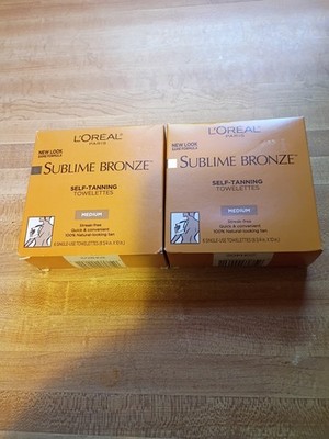 L'Oreal Paris SUBLIME BRONZE Self-Tanning Towelettes Medium 6cnt 2-Boxes 