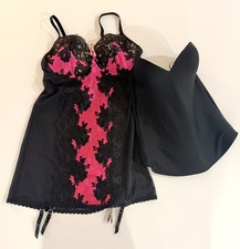 2 NWT Victoria's Secret Red And Black Teddy Garter Straps and Black Corset 36B