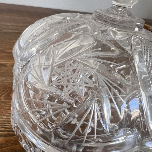 Bohemian Czech Crosshatch Textured Crystal Covered Compote Candy Bowl Dish VTG - Picture 5 of 7