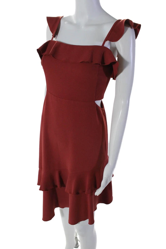 Vestido Endless Rose para mujer con volantes recorte asimétrico rojo talla XS Foto 2 de 4