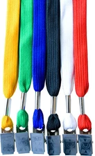 LOT 10 FLAT NECK LANYARD WITH BULLDOG CLIP - 6 COLORS AVAILABLE - FREE SHIPPING