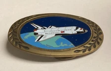 VINTAGE 1980 AMINCO HERITAGE SOLID BRASS SPACE SHUTTLE BELT BUCKLE