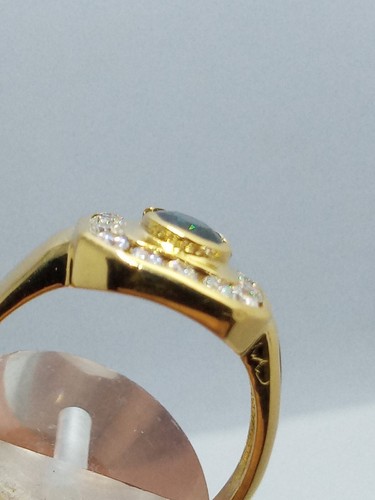 Anello in oro giallo 750 18 carati pietra gr 5,7 misura n 14 con pietre +2lav - Foto 5 di 12