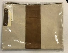NWT MUD PIE INITIAL C LEATHER CANVAS CARRY ALL ZIPPER BAG TOTE NEW