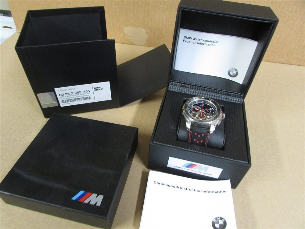 BMW M Watch Real Carbon Chronograph 80262365455 Box Owners Manuals 