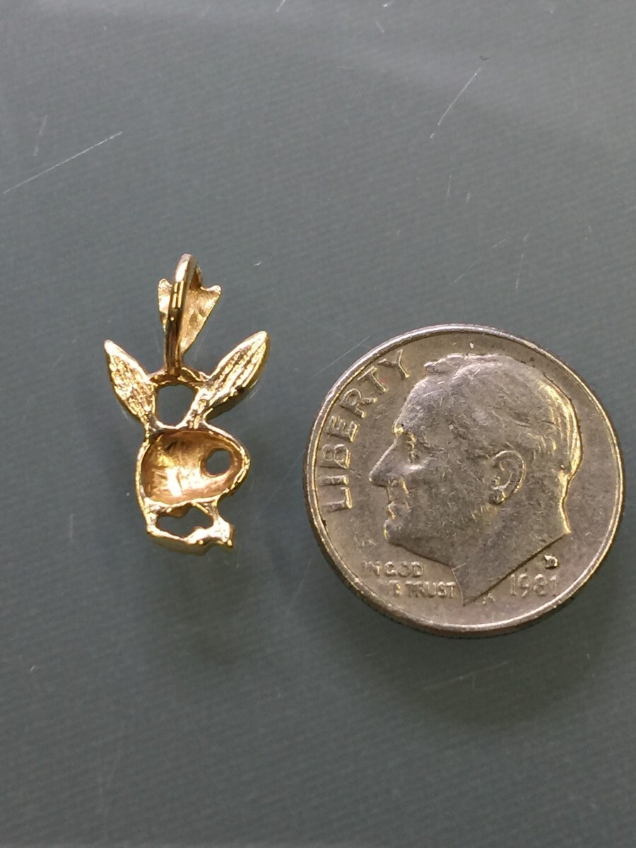 アクセサリー playboy pendant top 14k 14k Gold XL Playboy Bunny Pendant with Round Diamond and