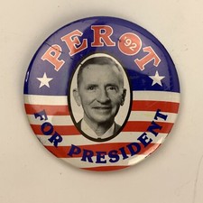 Ross Perot For President '92 Hat Lapel Pin Back