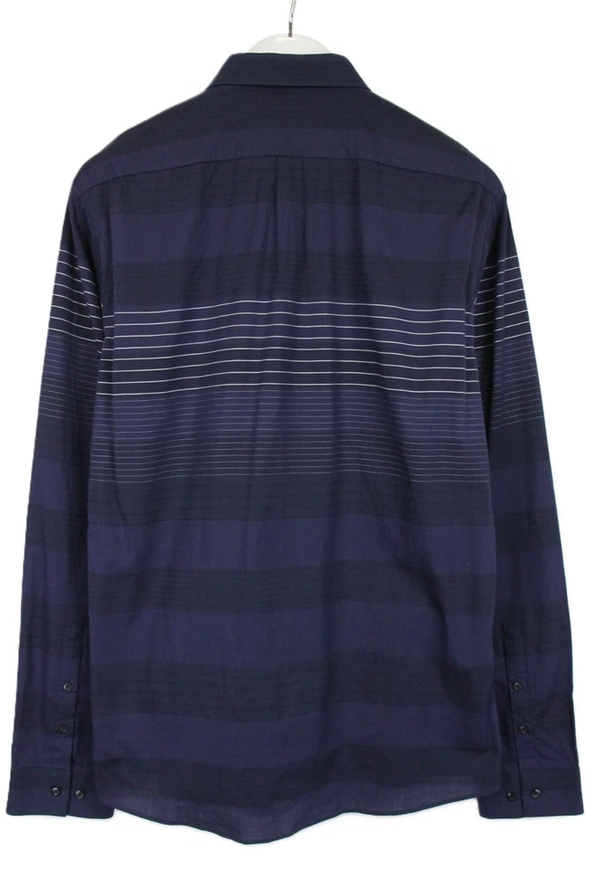 HUGO BOSS Ero 3 Slim Fit Shirt Men's LARGE Blue Striped Button Up Long Sleeve - Image 2 of 4