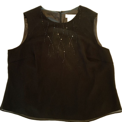 Adrianna Papell Evening Essentials Womens Blouse Black Sleeveless Lined Plus 2X