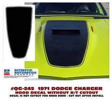 QG-245 1971 DODGE CHARGER - HOOD BLACKOUT DECAL - NO R/T LOGO - MATT BLACK
