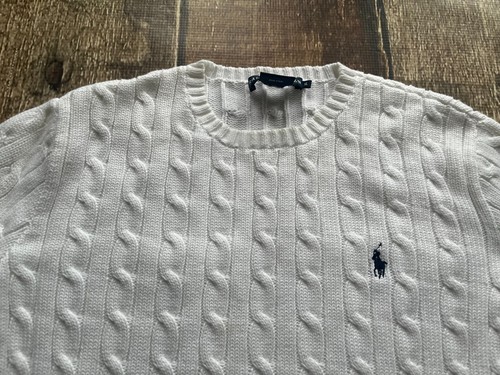 RALPH LAUREN CREWNECK CABLE KNIT SWEATER WHITE GIRLS SIZE XL EXCELLENT - Picture 5 of 11